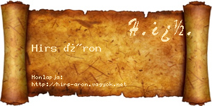 Hirs Áron névjegykártya